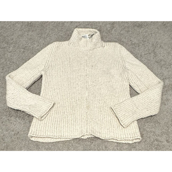 Barneys NY Taste Luxury Humor M Sweater Jacket Cashmere Full Zip Knit Cream - Picture 1 of 7